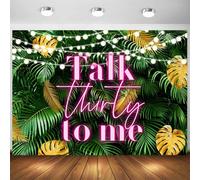 Sensfun Talk Thirty to Me Birthday Backdrop for Women Hawaiian Tropical Happy 30th Birthday Party Decorations Banner Aloha Luau Palm Leaves Pink Neon Cheers to 30 Years Photography Background 7x5ft