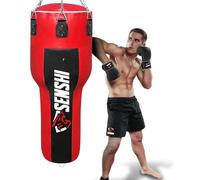 SENSHI Heavy Filled Punch Bag Set, 3ft, 4ft, 5ft, 6ft Outdoor Boxing Bag with Bracket, Fixings, Hand Wraps & Skipping Rope for Home Training