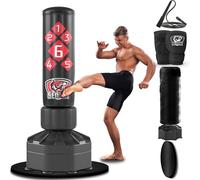 Senshi Japan 6ft Free Standing Punch Bag , 150KG (Filled) Kit Bundle Kickboxing Muay Thai MMA Heavy Pedestal Bag Floor Standing (6Ft Punch Bag Bundle + Floor Mat)