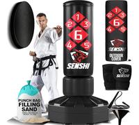Senshi Japan 6ft Free Standing Punch Bag , 150KG (Filled) Kit Bundle Kickboxing Muay Thai MMA Heavy Pedestal Bag Floor Standing (6Ft Punch Bag + Floor Mat + 80KG Filling Sand)