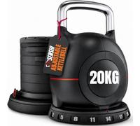 Senshi Japan Adjustable Kettlebell 20kg - 7-in-1 Kettlebell Set with Solid Aluminium Handle, Quick Adjustment & Safety Locking System, Space-Saving 2-20kg Weights for Home Gym Strength Training
