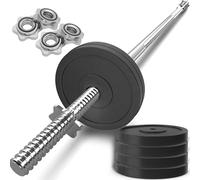 Senshi Japan Barbell Set Chrome Bar with 10KG Weights Plates with Spinlock Collars Ideal Weightlifting Bar for Beginners Kit Bundle & Home Gyms