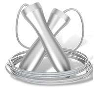 Senshi Japan Heavy Skipping Rope (Silver), Thick Genuine Leather Rope, 9 ft, Super Fast Ball Bearings, Frictionless Rotation, Versatile & Non-Breakable