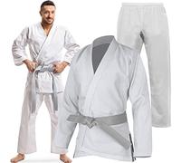 Senshi Japan Karate Gi Uniform | 100% Cotton Lightweight Martial Arts Outfit & White Belt for Training & Sparring | Taekwondo, Tang Soo Do, Shotokan, etc. | For Adults & Kids