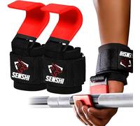 Senshi Japan Weight Lifting Hooks Straps, Deadlift Rows & Shrugs Grip Support For Bodybuilding and Powerlifting, Grip Assisting Wrist Support Metal Hooks For Barbell Pulling Workouts