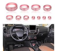 SENSHINE Air Condition, Vent Knob Cover for 2021 2022 2023 2024 Ford Bronco Sport Accessories AC Climate Headlight Contorl Volume Tune Switch Ring 4WD Knob Gear Shift Switch Button Covers 11Pcs (Pink)