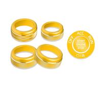 SENSHINE Air Conditioning Knob Cover Volume Control Tune Switch, Headlight Control, Enginer Start Stop Buttton Covers Outer Ring for Dodge Durango Accessories 2021-2025 AC Climate Rings 6Pcs(Gold)