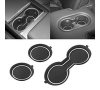 SENSHINE Cup Holder Inserts Liners for Tesla Model 3 Accessories 2021-2023 for Model Y 2021-2024 Center Console Cup Holder Coasters Protector Mats Pads 3D Silicone 3Pcs (White Trim)
