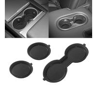 SENSHINE Cup Holder Inserts Liners for Tesla Model 3 Accessories 2021-2023 for Model Y 2021-2024 Center Console Cup Holder Coasters Protector Mats Pads Silicone 3Pcs (Black Trim)