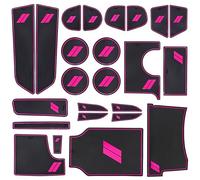 SENSHINE for Dodge Charger Accessories 2015-2021 2022 2023 Non-Slip Anti Dust Cup Holder Insert Center Console Shifter Liner Trim Door Packet Mats Premium Custom Interior 22PC Set (Pink Trim)