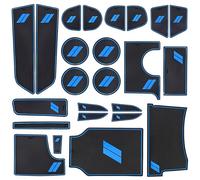 SENSHINE for Dodge Charger Accessories 2015-2021 Cup Holder Insert Center Console Shifter Liner Trim Door Packet Mats 22PC Set (Blue Trim)