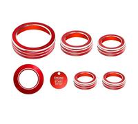 SENSHINE for Ford Explorer Accessories 2020-2022 2023 2024 Aluminum Alloy Knob Covers Set - Volume Tune, Headlight, Gear Shift Knob, Drive Mode, Push Start Stop Button Cover Trim Rings, 7Pcs (Red)