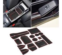 SENSHINE for Honda Civic Accessories 2022 2023 2024 2025 Non-Slip Anti Dust Cup Holder Insert Center Console Shifter Liner Trim Door Packet Mats Premium Custom Interior 17PC Set (Red Trim)