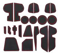 SENSHINE for Jeep Compass Accessories 2018 2019 2020 2021 Non-Slip Anti Dust Cup Holder Insert Center Console Liner Door Packet Mats Premium Custom Interior 20PC Set (Red Trim)