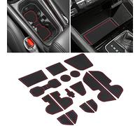 SENSHINE for Jeep Compass Accessories 2022 2023 2024 Anti Dust Cup Holder Insert Center Console Liner Door Packet Mats Premium Custom Interior 16PC Set (Red Trim)