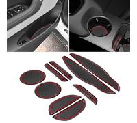 SENSHINE for Polestar 2 Accessories 2021-2023 2024 Cup Holder Insert Liners Non-Slip Anti Dust Center Console Shifter Cover Pads Trim Door Pocket Slot Mats Premium Custom Interior 9Pcs Set (Red Trim)