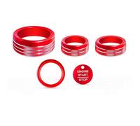 SENSHINE Knob Covers for Ford Maverick 2025 Gear Shift Switch 4WD Engine Start Stop Button Cap Ring Headlight Control Volume Radio Center Console Knob Cover Interior Accessories 5Pcs (Red)