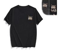 SenShuang Funny Cat Printed T-Shirt Signed by The Hidden Major, Funny Cat Pocket Middle Finger Cat T-Shirt, Cat Printed T-Shirt (XX-Large,A)