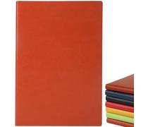 Senshuomy 2025 A5 Hardback Leather Journal 200 Pages Orange - Lined 80GSM Acid-Free Paper Notebook for Office, School & Business Planning and Office