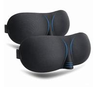 Senshuomy 3D Deep Orbit Invisible Alar Sleep Mask - Ultra Lightweight, Comfortable with Adjustable Strap, Ideal for Travel, Nap & Shift Work, Includes Noise-Canceling Earplugs(Black/2pcs)