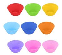 Senshuomy 7cm Silicone Cupcake Cases Muffin Cases 9 Pack Reusable Cake Molds Non-Stick for Baking Bread Muffin Ice Creams Jelly