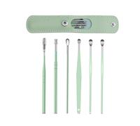 Senshuomy Ear Wax Remover,Ear Cleaner Ear Wax Remover 6 Pcs for Children and Adult Earwax Removal Kit Cleaning Kit with Portable Bag. (Green)