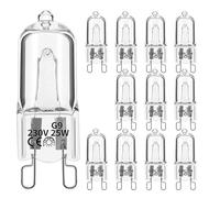 Senshuomy G9 Capsule Halogen Bulbs, 25W 230V Dimmable - 2800K Warm White Clear, Suitable for Table Lamps, Cabinet Lights, Oven - 12 Pack