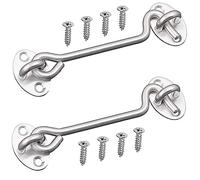 Senshuomy Hook Eye Latch Door Lock, Silver Cabin Hooks Stainless Steel Heavy Duty Gate Latch with Screws for Cabinet Closet Door Window Garage Gate, Sliding Door, Bedroom (150mm)