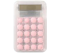 Senshuomy Mini Calculators,Pocket Calculator,Compact Silicone-Key Calculator-Quiet Operation,Transparent Design with Replaceable Battery-Ideal for Office,School,Home(Pink)