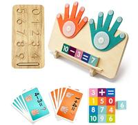 Senshuomy Montessori Math Educational Tool Set, Solid Pine Wood Number Blocks, Counting Sticks & Double-Sided Tracing Board with Finger Counting,STEM Learning Kit for Classroom & Home Use-Upgraded