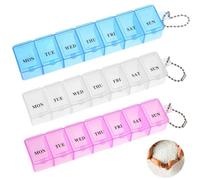 Senshuomy Pill Box Organiser 7 Day | One Time a Day Pill Dispenser Storage Case for Medication,Supplements,Vitamins and Cod Liver Oil(3Pcs/White+Pink+Blue)