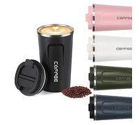 Senshuomy Travel Coffee Mug Spill-Proof,Insulated Coffee Mug to Go,Coffee Tumbler,Reusable Coffee Cups with a Sealed Lid,Thermos Cup to Keep Hot/Ice Coffee,Tea and Beer(Black/380ML)