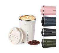Senshuomy Travel Coffee Mug Spill-Proof,Insulated Coffee Mug to Go,Coffee Tumbler,Reusable Coffee Cups with a Sealed Lid,Thermos Cup to Keep Hot/Ice Coffee,Tea and Beer(White/13.3oz)