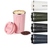 Senshuomy Travel Coffee Mug Spill-Proof,Insulated Coffee Mug to Go,Coffee Tumbler,Reusable Coffee Cups with a Sealed Lid,Thermos Cup to Keep Hot/Ice Coffee,Tea and Beer(Pink/380ML)