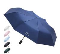 Senshuomy Windproof Travel Umbrella with 8 Sturdy Ribs,Compact and Foldable,One-Touch Automatic Opening and Closing Handle,Lightweight,Strong,and Portable(Dark Blue)