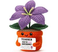 Sensi Blue Thank You Gifts for Teacher Appreciation Gifts for Women, Funny Handmade Purple Lily Flower Crochet, Birthday for Mentor Daycare English Music Preschool Farewell Goodbye End of Year
