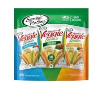 Sensible Portions Veggie Straws Multipack, Sea Salt, Zesty Ranch and Cheddar Cheese Flavour, Gluten Free Chips, Single Snacks, 7.8oz Bag, 18 Count