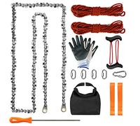 SENSILIN Rope Saw for Tree Limbs, 55 Inch Chain Saw with 70 Sharp Teeth & 46 Feet Ropes Kit, High Limb Pocket Chainsaw