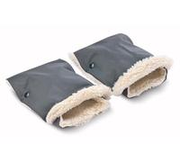 SENSILLO Waterproof Pushchair Sleeve/Glove - Warmth and Hand Protection - Imitation Sheepskin - Mitten for One or Two Hands - Stability with Velcro Fasteners - Graphite
