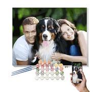 SENSING Personalised Paint by Numbers from Your Photo - Custom DIY Painting Kit with Numbered Canvas, Acrylic Colours & Brushes, Unique Christmas for Family, Couples, Pets, Kids Gift