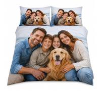 SENSING Personalised Photo Duvet Cover Set, Custom Bedding with Photo & Text, Soft Microfibre Polyester Quilt Cover Set, Zip Fastening, Machine Washable