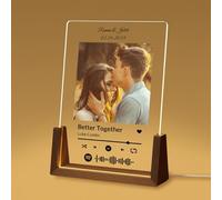 SENSING Personalised Plaque with Photo, LED Night Light Spotify Code Frame, Custom Acrylic Photo Gift for Anniversary, Christmas, Birthday, Valentine’s Day
