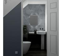Sensio Aspect Matt Black Rectangular Wall-Mounted Bathroom Illuminated Contemporary Illuminated Mirror (H)50Cm (W)39Cm