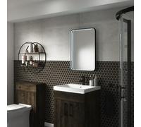Sensio Aspect Matt Black Rectangular Wall-Mounted Bathroom Illuminated Mirror (H)70Cm (W)50Cm