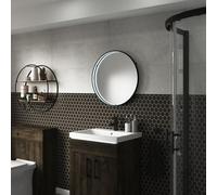 Sensio Aspect Matt Black Round Wall-Mounted Bathroom & Wc Illuminated Contemporary Illuminated Mirror (H)60Cm (W)60Cm