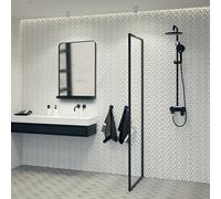 Sensio Elm Matt Black Rectangular Wall-Mounted Bathroom & Wc Mirror (H)70Cm (W)50Cm