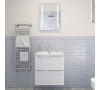 Sensio Ester Plus White Rectangular Wall-Mounted Bathroom & Wc Illuminated Contemporary Illuminated Mirror (H)65Cm (W)50Cm