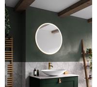 Sensio Frontier Brass Effect Circular Wall-Mounted Bathroom Illuminated Modern Illuminated Mirror (H)60Cm (W)60Cm