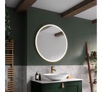 Sensio Frontier Brushed Brass Effect Circular Wall-Mounted Bathroom Illuminated Modern Illuminated Mirror (H)80Cm (W)80Cm