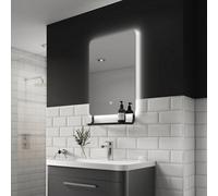 Sensio Harbour Matt Black Rectangular Wall-Mounted Bathroom Illuminated Colour-Changing Mirror (H)79Cm (W)50Cm